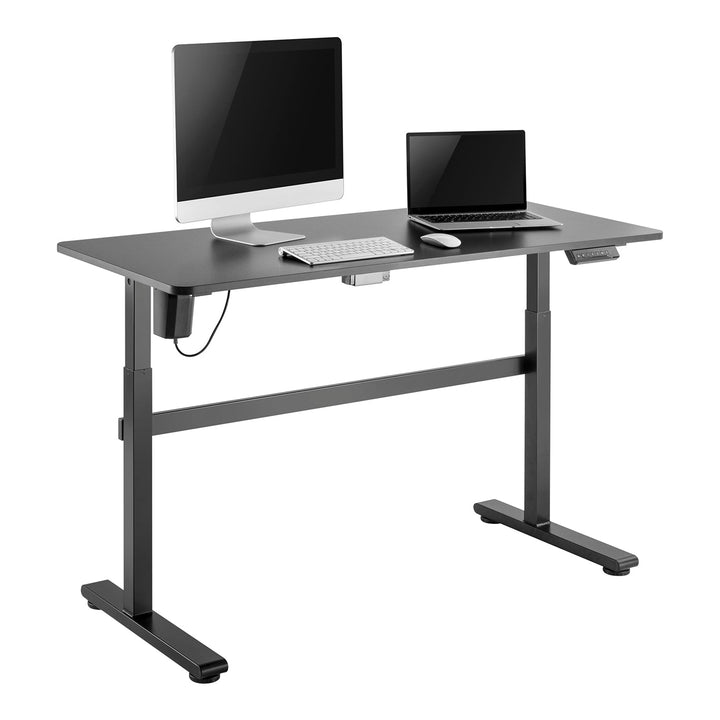 Ergo Office elektrisk skrivebord, højdejustering, grå, maks. højde 118 cm, 50 kg – med bordplade til stående og siddende arbejde, ER-434