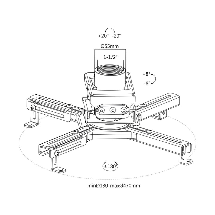 Loftmonteret projektorholder fra Maclean, Profi Market System, 80-980 mm, maks. 35 kg, sort, MC-913