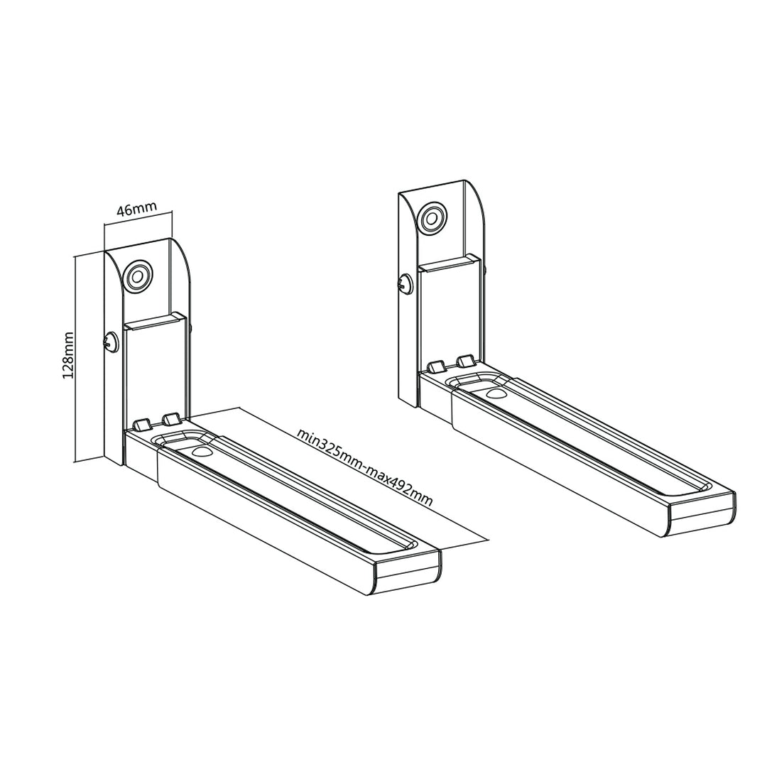 Maclean mikroovnsstativ, sammenklappelig, op til 30 kg, sort, MC-915 B