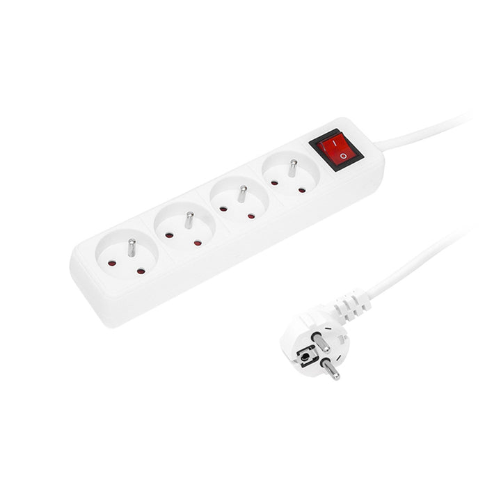 Forlængerledning med jordforbindelse, 4 stik med afbryder, 1,5 m, hvid PR-470wsp 3x1,5 mm Blow