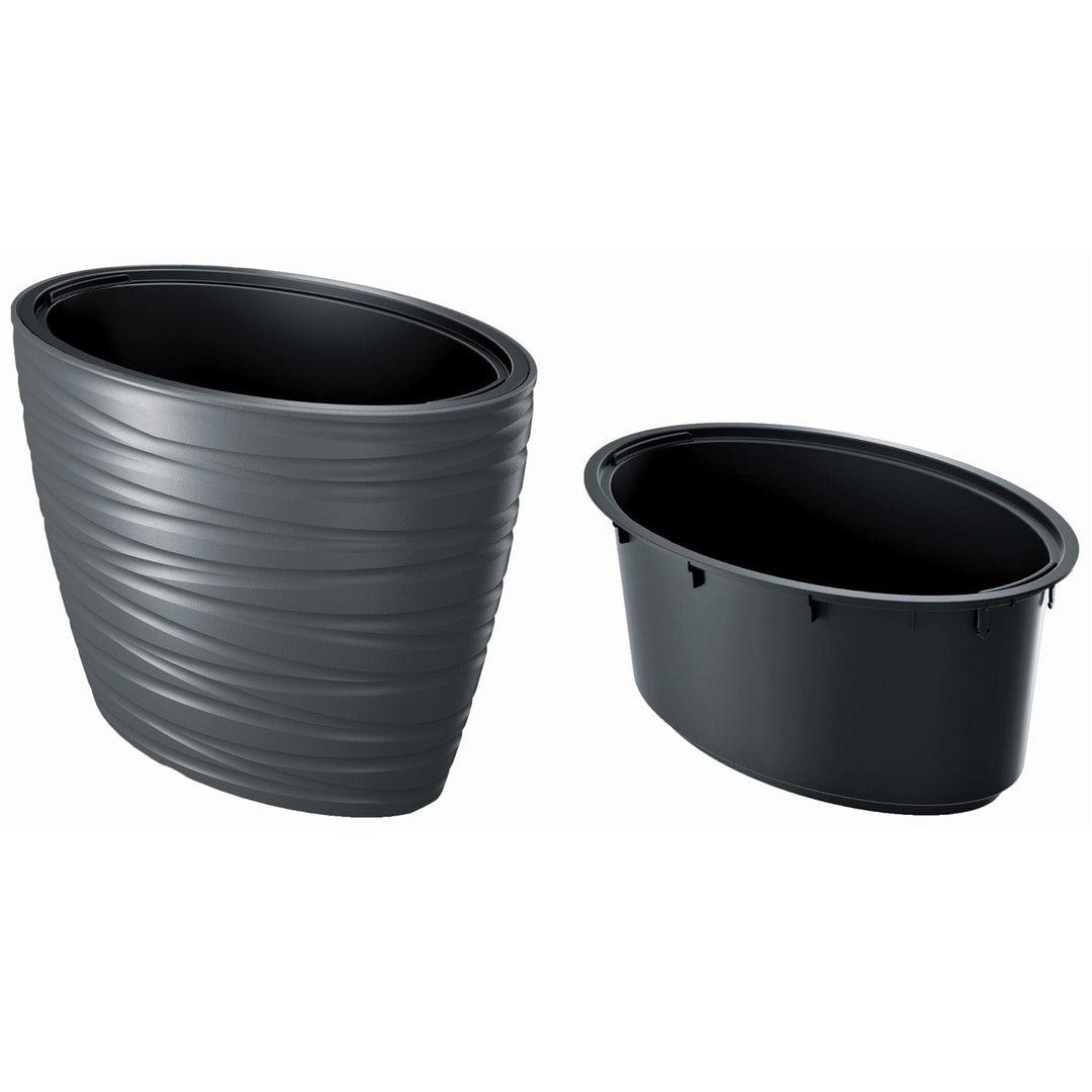 Blomsterpotte med indsats Prosperplast Maze antracit oval DBMZE600-S433