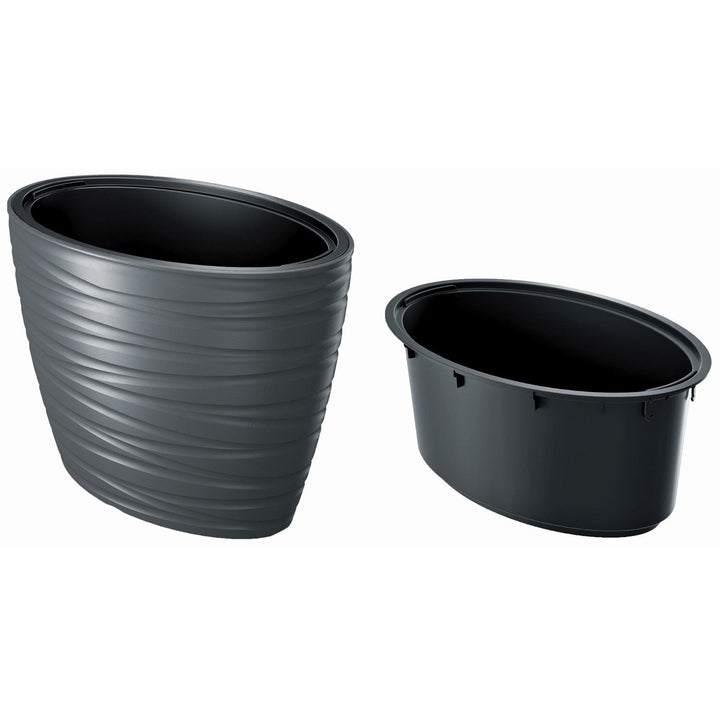 Blomsterpotte med indsats Prosperplast Maze antracit oval DBMZE600-S433