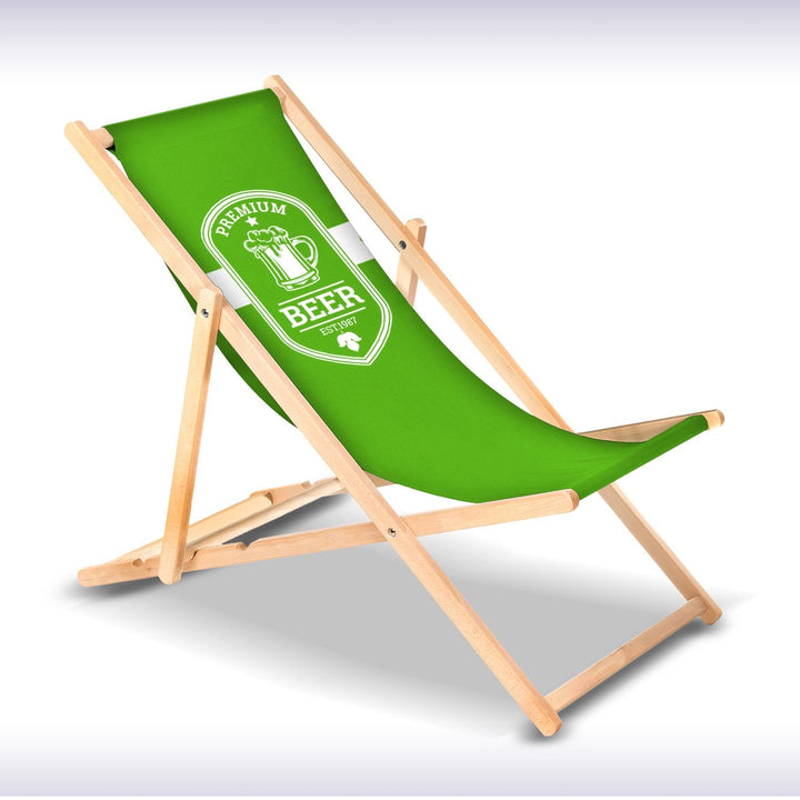 Klassisk strandstol i bøgetræ GreenBlue GB183 med eget tryk, grafik, logo, reklamestol