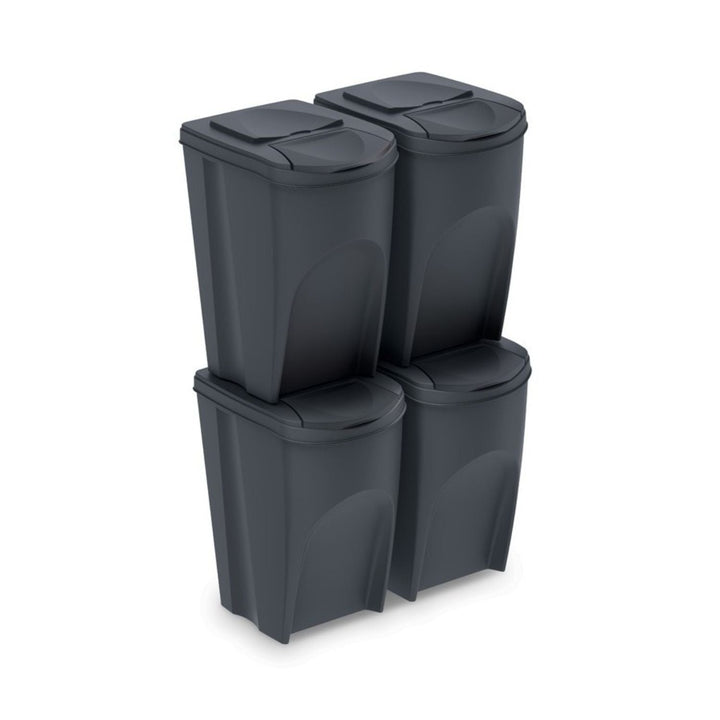 Prosperplast Sortibox 4x35L kurvesæt til affaldssortering, antracit
