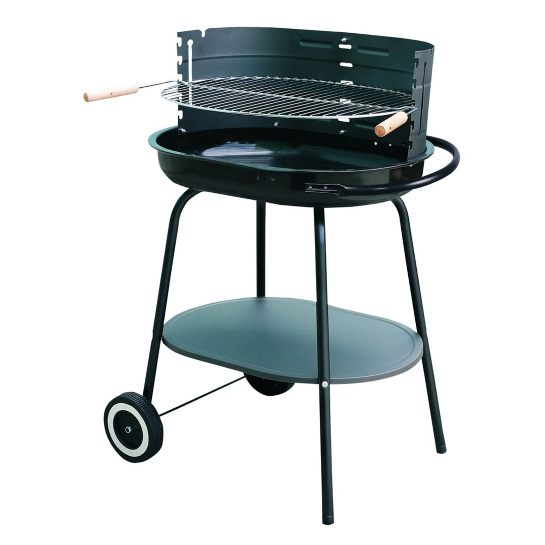 Master Grill&Party MG942 Charcoal BBQ Grill Wheels Shelf Handle Garden Barbecue Compact Chrome Steel