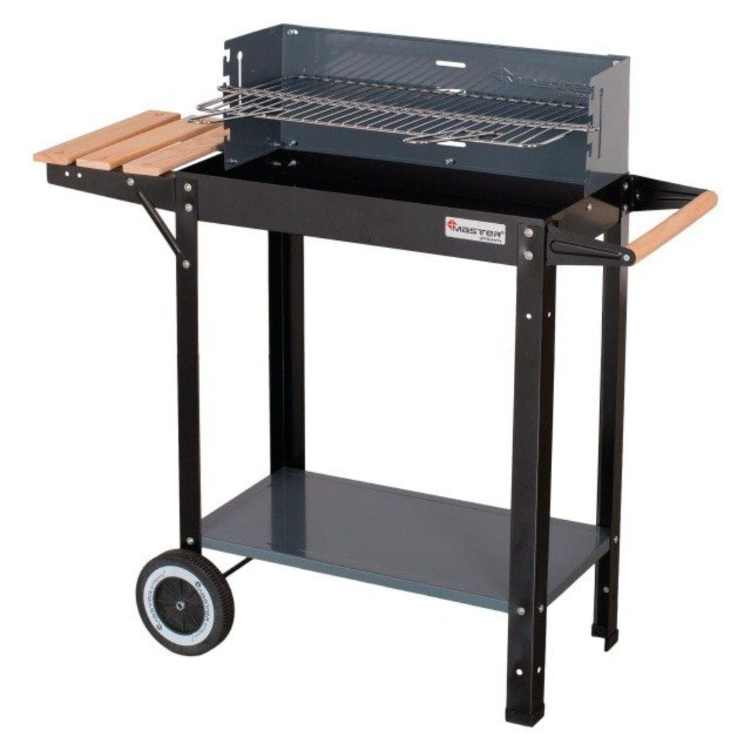 Master Grill rektangulær kulgrill, skål 53 x 27 cm, 2 hylder, hjul MG909