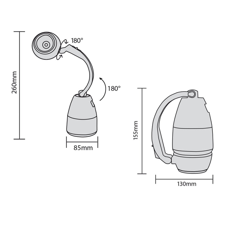 Maclean 3-i-1 LED-lampe, campinglampe, bordlampe, lommelygte, 1 W, 60-200 lm, kold hvid 6000 K, strømforsyning 3xAA 1,5 V, MCE294