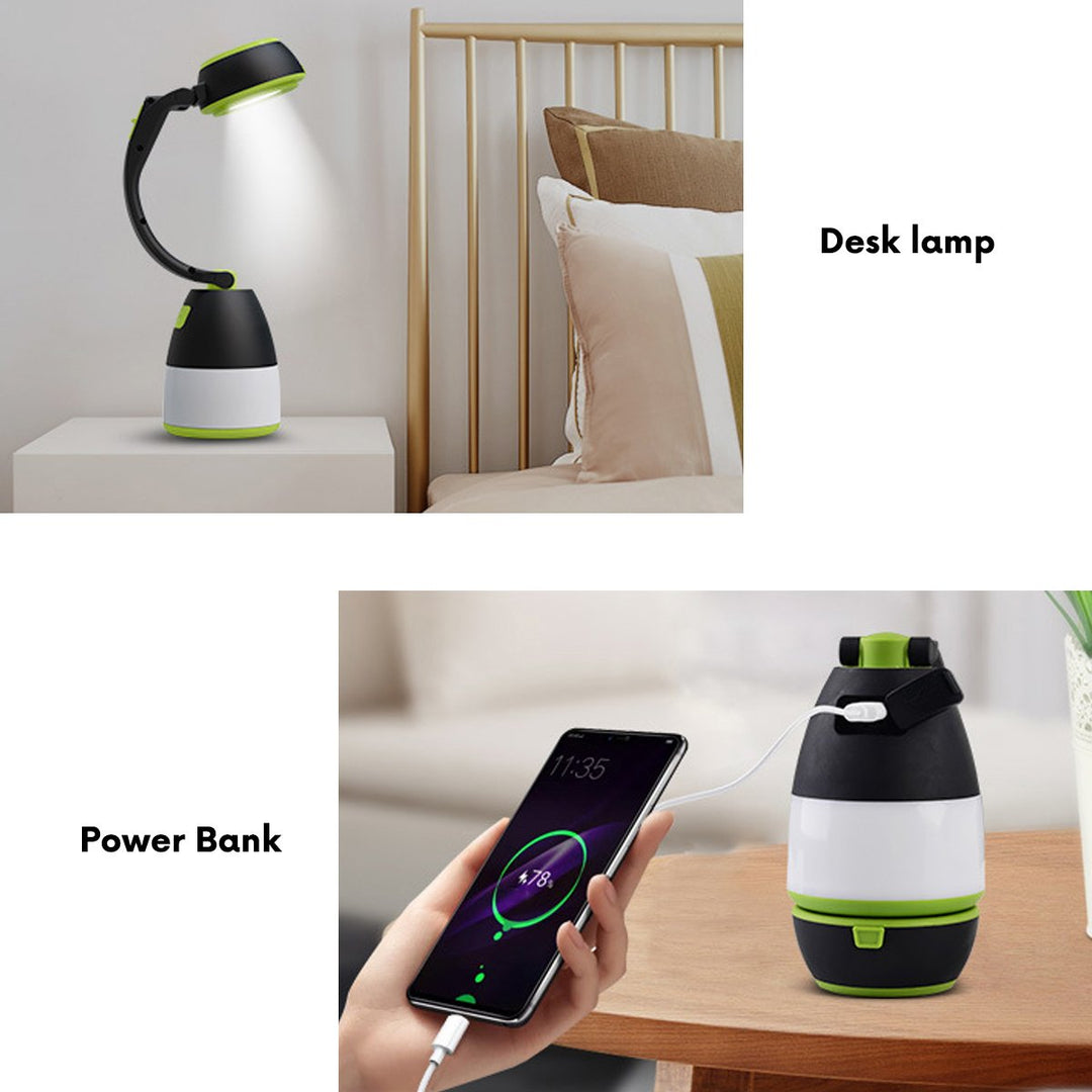 Maclean 3-i-1 LED-lampe, campinglampe, bordlampe, lommelygte, 1 W, 60-200 lm, kold hvid 6000 K, 18650 1500 mAh, powerbank-funktion MCE298
