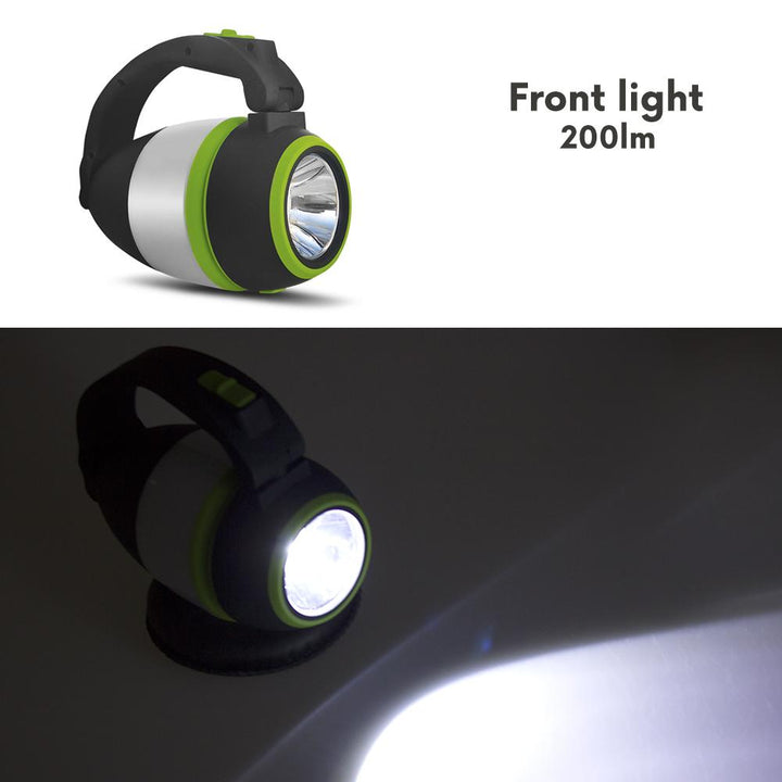Maclean 3-i-1 LED-lampe, campinglampe, bordlampe, lommelygte, 1 W, 60-200 lm, kold hvid 6000 K, 18650 1500 mAh, powerbank-funktion MCE298