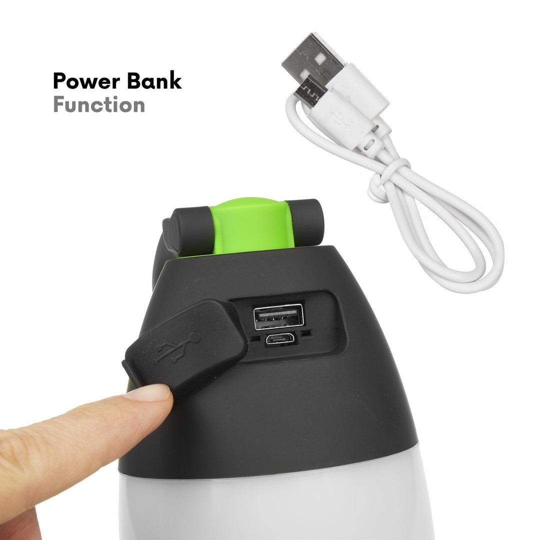 Maclean 3-i-1 LED-lampe, campinglampe, bordlampe, lommelygte, 1 W, 60-200 lm, kold hvid 6000 K, 18650 1500 mAh, powerbank-funktion MCE298