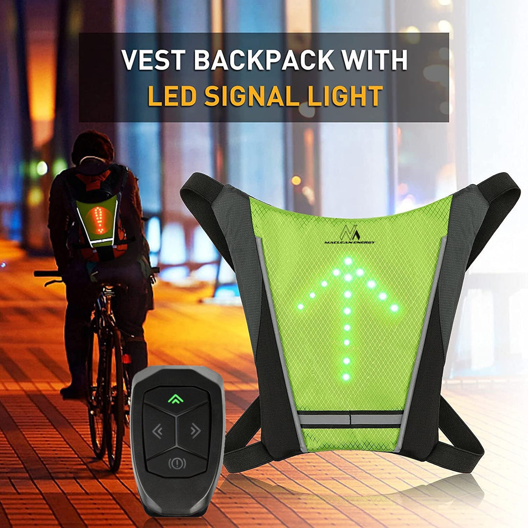 LED-vest/rygsæk Maclean, med fjernbetjening, MCE420 Lithium-batterier 3,7 V 500 mAh, 2xCR2032, vandtæthed: fjernbetjening IPx5, vest IPX2
