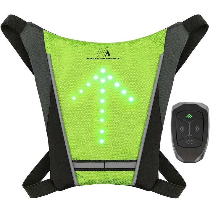 LED-vest/rygsæk Maclean, med fjernbetjening, MCE420 Lithium-batterier 3,7 V 500 mAh, 2xCR2032, vandtæthed: fjernbetjening IPx5, vest IPX2