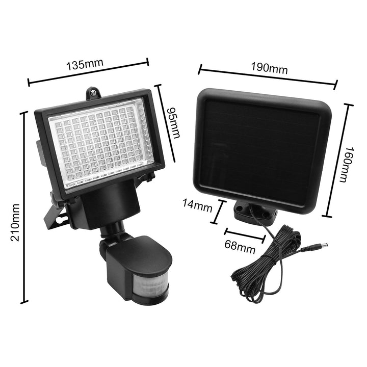 Solar LED-projektør med bevægelsessensor Maclean Energy IP44, 6W, 360lm, 6000K kold hvid, Li-ion-batteri 2400 mAh, 5,5V DC MCE442
