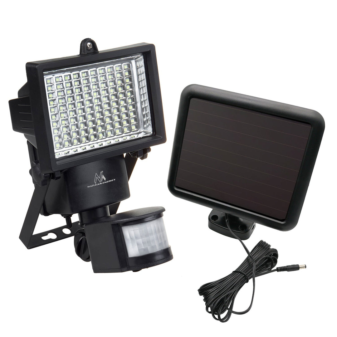 Solar LED-projektør med bevægelsessensor Maclean Energy IP44, 6W, 360lm, 6000K kold hvid, Li-ion-batteri 2400 mAh, 5,5V DC MCE442