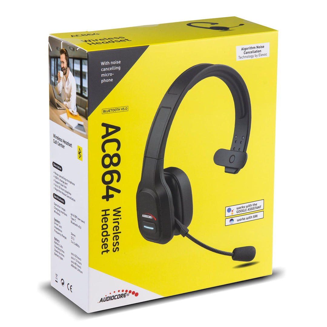Bluetooth-hovedtelefoner ANC call center med mikrofon Audiocore, QCC3020, ANC, AVRCP, A2DP, HSP, HFP, SBC AAC-codec, AC864