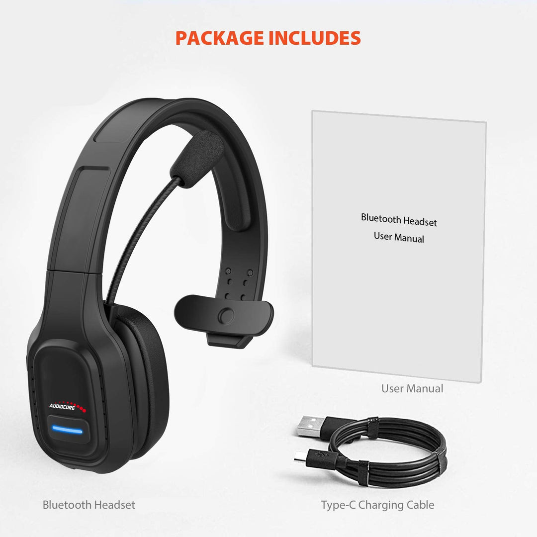 Bluetooth-hovedtelefoner ANC call center med mikrofon Audiocore, QCC3020, ANC, AVRCP, A2DP, HSP, HFP, SBC AAC-codec, AC864