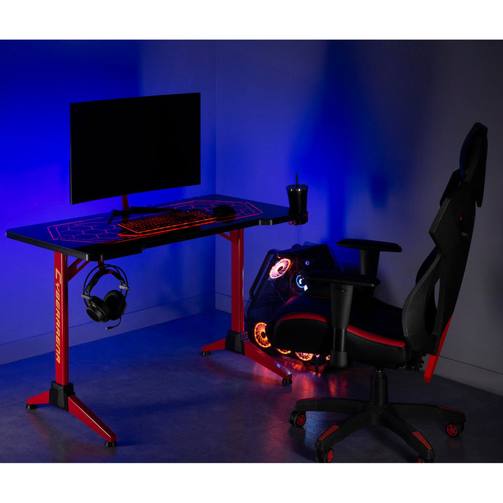 RGB Led NanoRS gaming-skrivebord, sort, stort, maks. 100 kg, højde 760 mm, RS163
