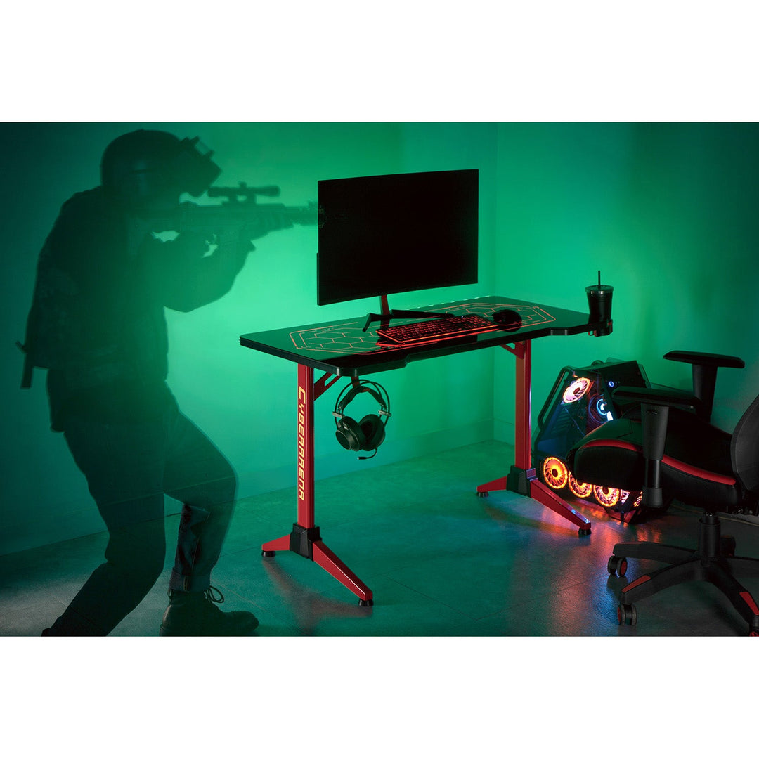 RGB Led NanoRS gaming-skrivebord, sort, stort, maks. 100 kg, højde 760 mm, RS163