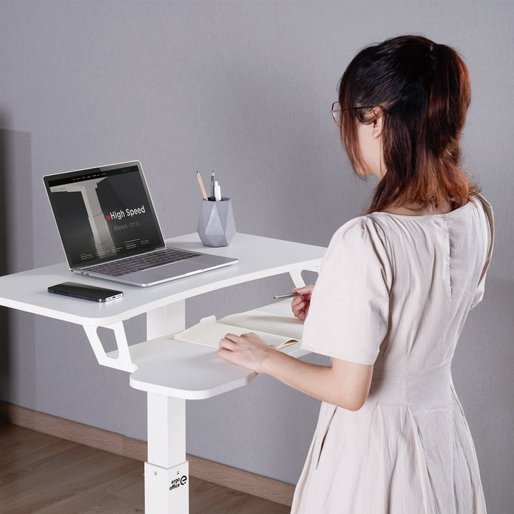 Mobil arbejdsstation med højdejustering og dobbelt platform Ergo Office, til arbejde i stående stilling, hvid maks. 8 kg, maks. højde 1200 mm, ER-444 W
