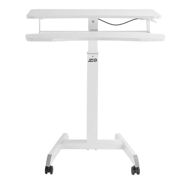 Mobil arbejdsstation med højdejustering og dobbelt platform Ergo Office, til arbejde i stående stilling, hvid maks. 8 kg, maks. højde 1200 mm, ER-444 W