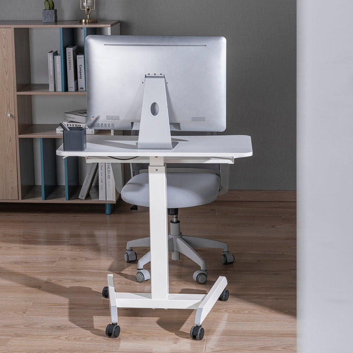 Mobil arbejdsstation med højdejustering og dobbelt platform Ergo Office, til arbejde i stående stilling, hvid maks. 8 kg, maks. højde 1200 mm, ER-444 W