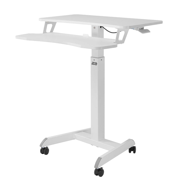 Mobil arbejdsstation med højdejustering og dobbelt platform Ergo Office, til arbejde i stående stilling, hvid maks. 8 kg, maks. højde 1200 mm, ER-444 W