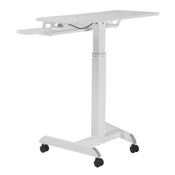 Mobil arbejdsstation med højdejustering og dobbelt platform Ergo Office, til arbejde i stående stilling, hvid maks. 8 kg, maks. højde 1200 mm, ER-444 W