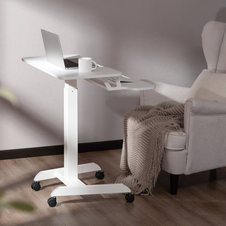 Mobil arbejdsstation med højdejustering og dobbelt platform Ergo Office, til arbejde i stående stilling, hvid maks. 8 kg, maks. højde 1200 mm, ER-444 W