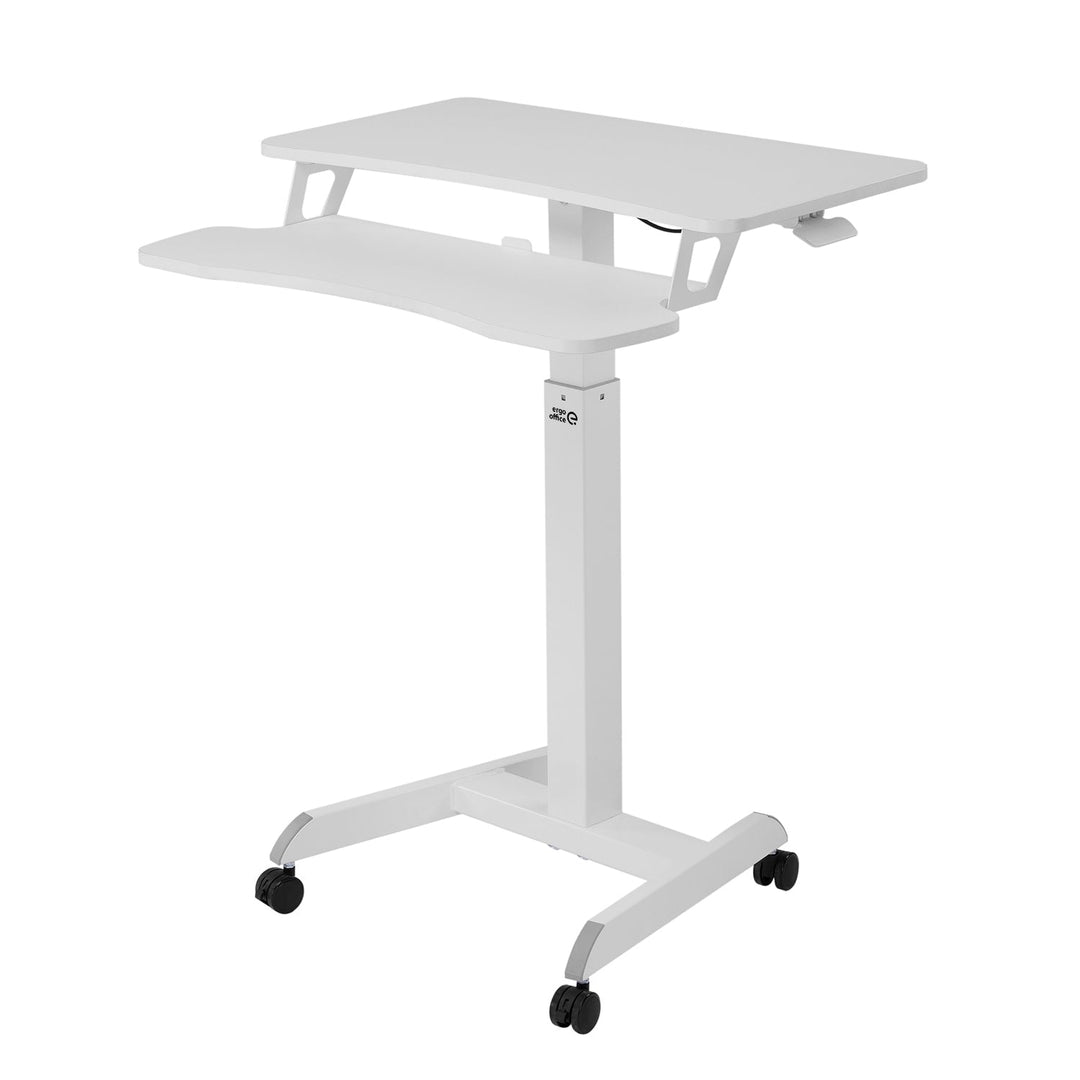 Mobil arbejdsstation med højdejustering og dobbelt platform Ergo Office, til arbejde i stående stilling, hvid maks. 8 kg, maks. højde 1200 mm, ER-444 W
