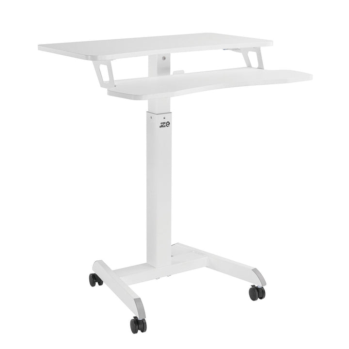 Mobil arbejdsstation med højdejustering og dobbelt platform Ergo Office, til arbejde i stående stilling, hvid maks. 8 kg, maks. højde 1200 mm, ER-444 W