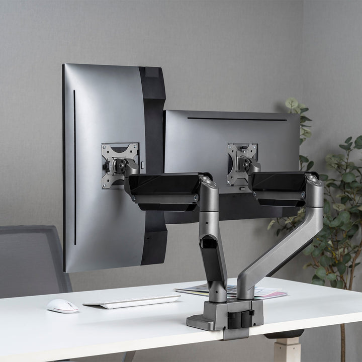 Ergo Office universal bordholder til to skærme, gasfjeder 17"-35" 15 kg, VESA 75x75 / 100x100, ER-446
