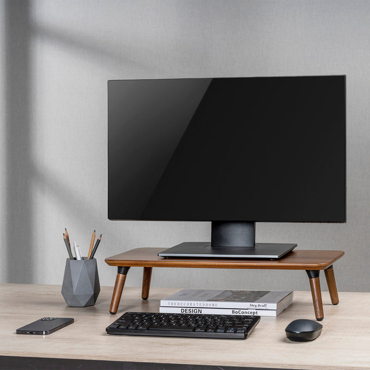 Træunderlag til skærm/bærbar computer Maclean, (500x240x120mm), farve sort valnød, maks. 20 kg, MC-930