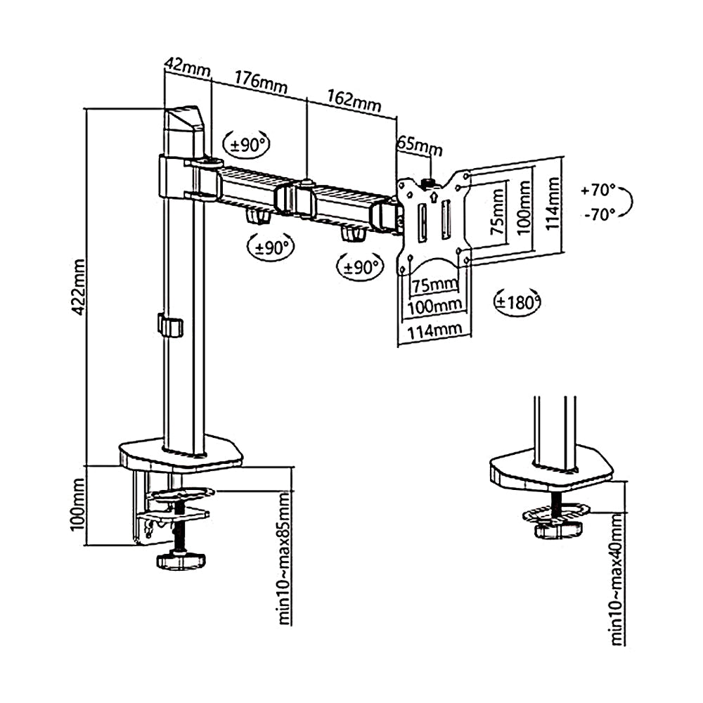 Deluxe Ergo Office-monitorarm, 17"-32", maks. 9 kg, ER-448