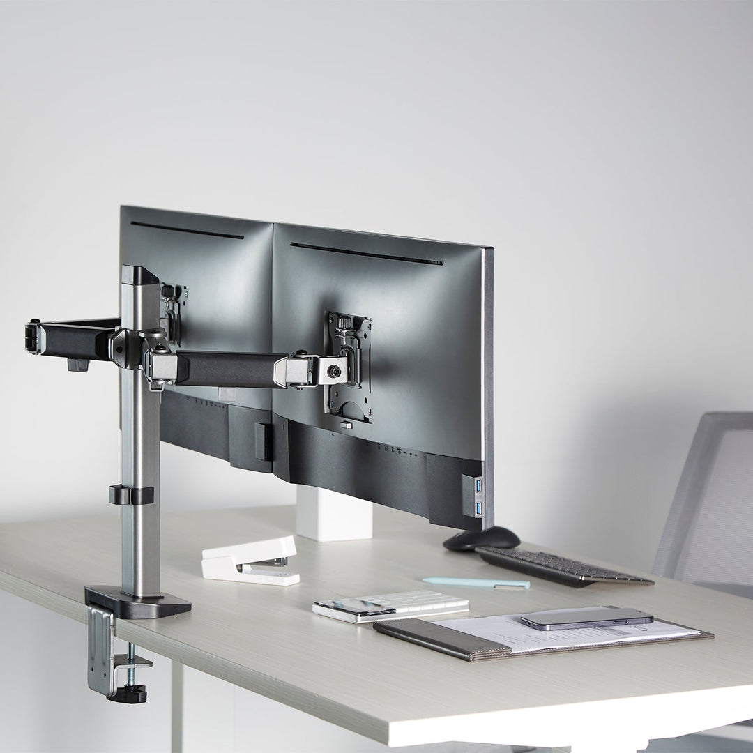 Deluxe Ergo Office-leddet beslag til to skærme, 17"-32", maks. 9 kg, ER-449