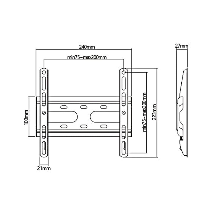 Maclean økonomisk tv-holder, maks. VESA 200x200, 23-42", 45 kg, sort, MC-937