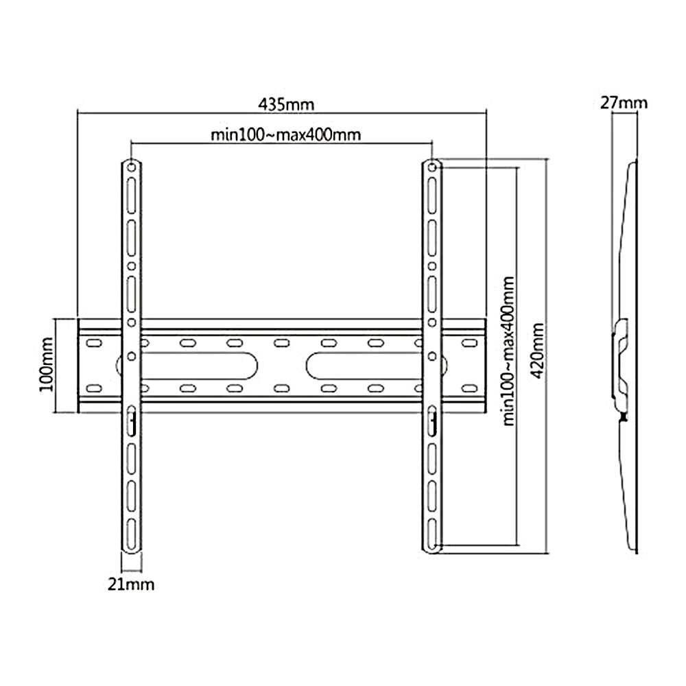 Maclean økonomisk tv-beslag, maks. vesa 400x400, 32-55", 45 kg, sort, MC-938