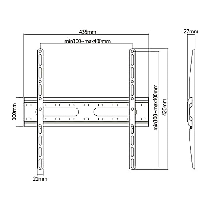 Maclean økonomisk tv-beslag, maks. vesa 400x400, 32-55", 45 kg, sort, MC-938