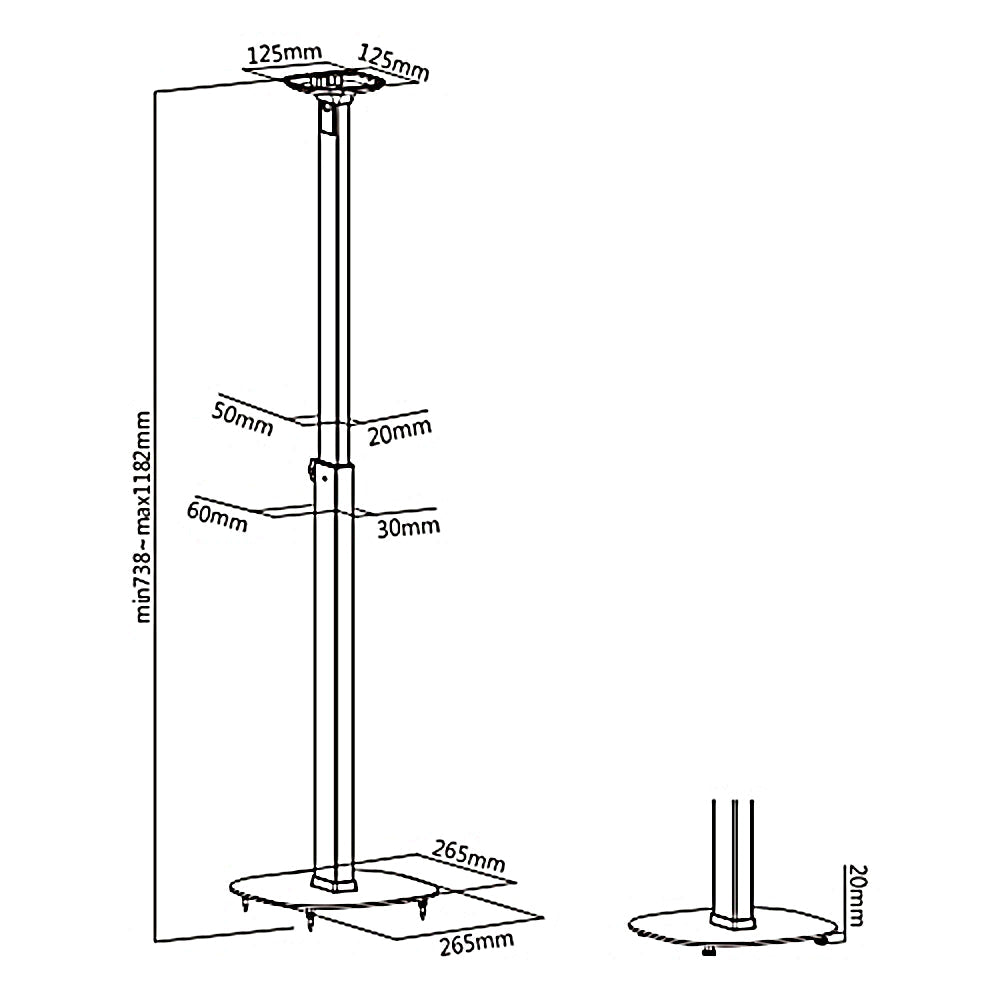 Gulvstativ til Maclean-højttaler, Sonos® One, Sonos® One SL, maks. 10 kg, MC-940