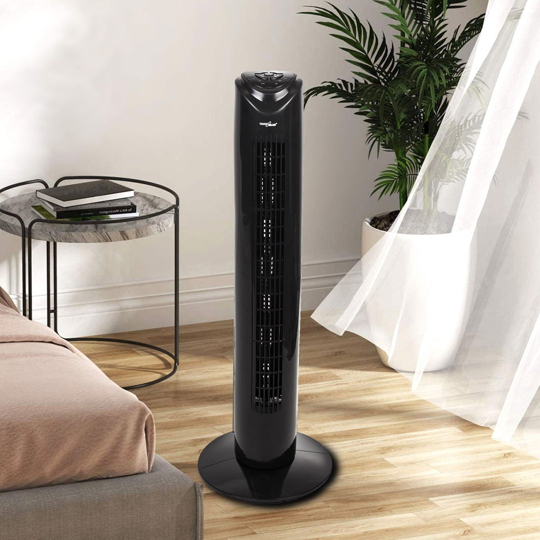 Søjleventilator med fjernbetjening, 3 indstillinger, 3 hastigheder, 80° svingning, 45 W, timer, højde 82 cm GB645