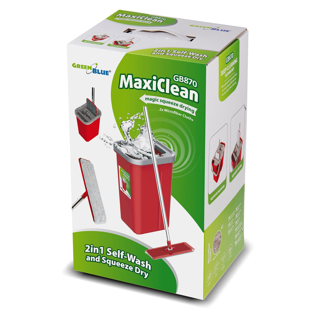 Flad moppe med spand og vridemaskine GreenBlue, to mikrofiberindsatser HQ, kapacitet 5,7 l, MaxiClean GB870