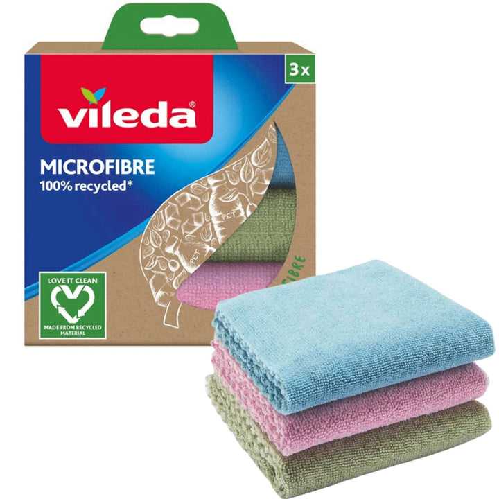 Sæt med 3 klude Vileda Mikrofiber 100 % genanvendt