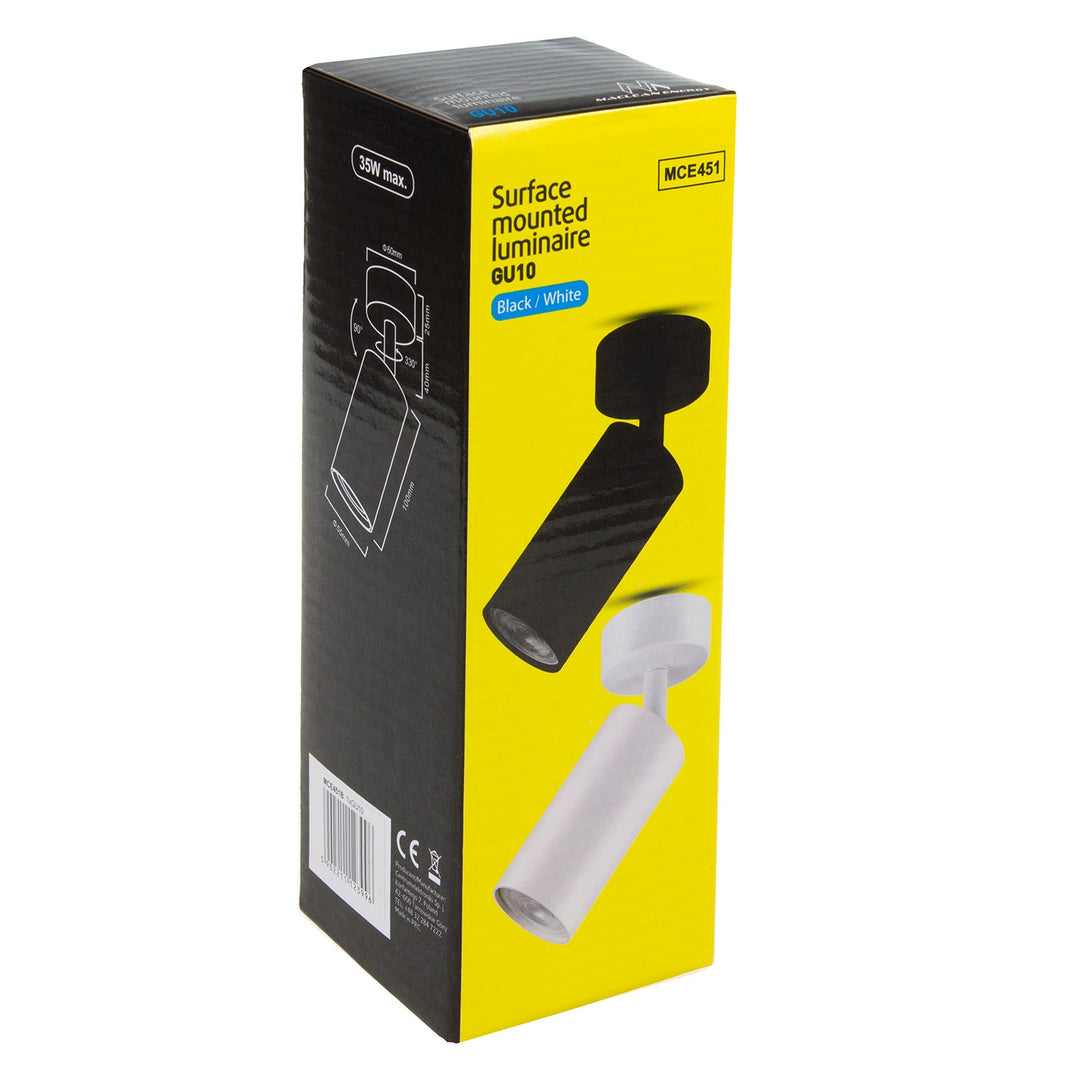 Maclean væg- og loftslampe, spot, bevægelig, aluminium, 1xGU10, 55x100 mm, farve: mat sort, MCE451 B