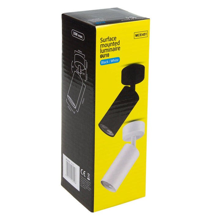 Maclean væg- og loftslampe, spot, bevægelig, aluminium, 1xGU10, 55x100 mm, farve: mat sort, MCE451 B