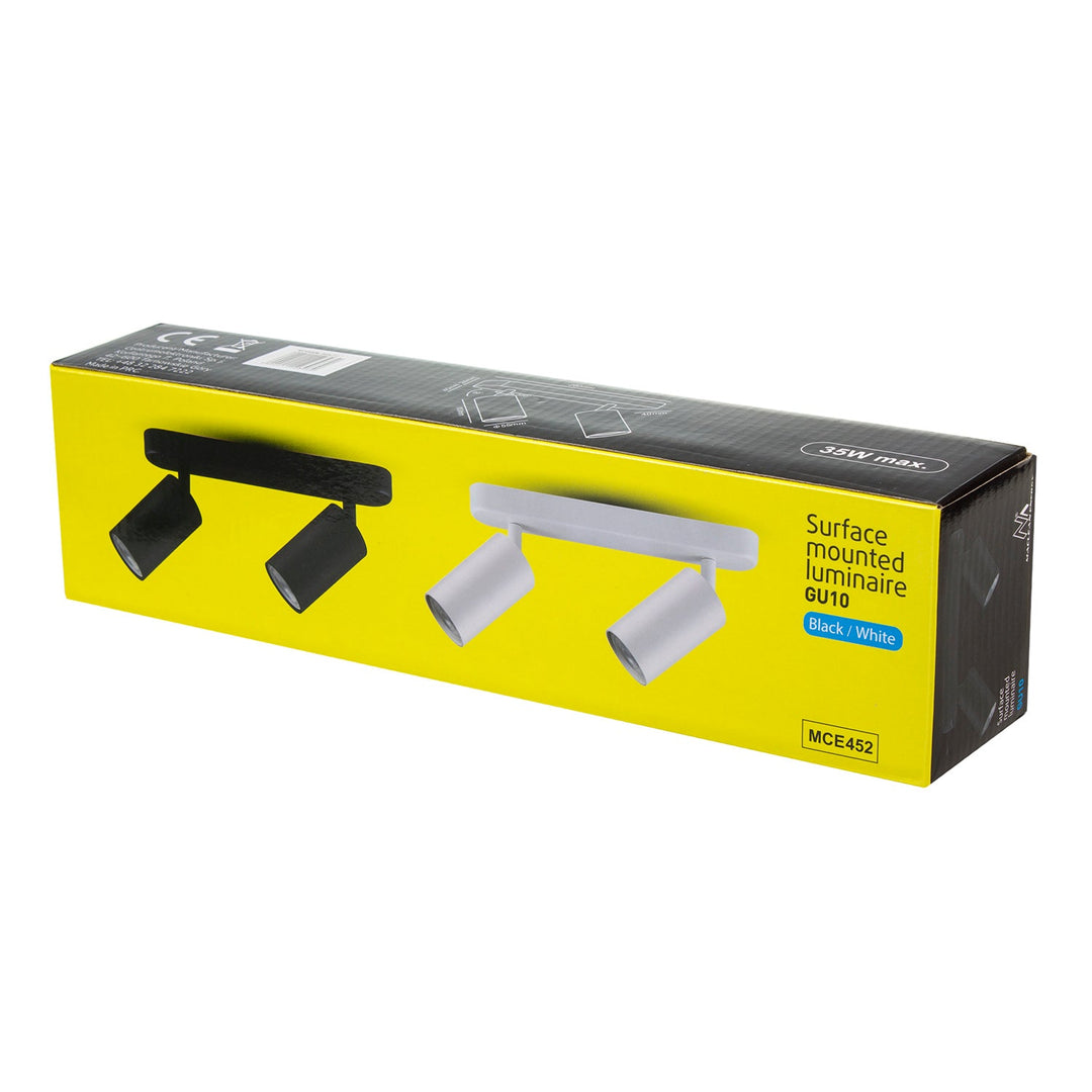 Maclean væg- og loftslampe, spot, bevægelig, aluminium, 2xGU10, 55x100 mm, sort mat, MCE452 B