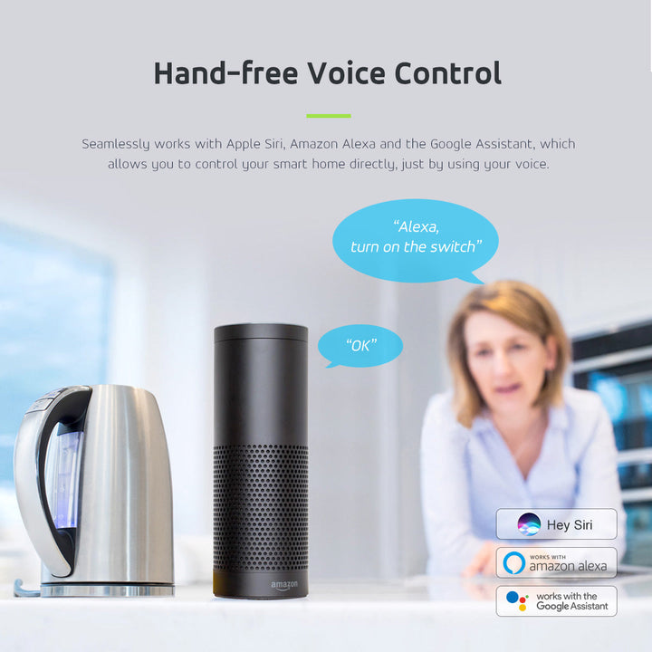 Fjernbetjent WiFi-stik GreenBlue, Android/iOS/Alexa/Google Home, energiforbrug, timer, maks. 3680 W, type F, GB720 F
