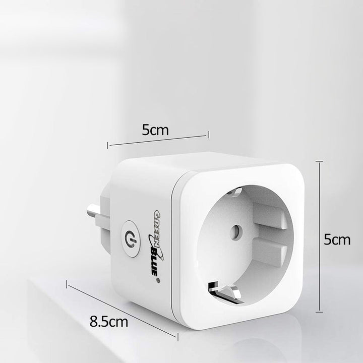 Fjernbetjent WiFi-stik GreenBlue, Android/iOS/Alexa/Google Home, energiforbrug, timer, maks. 3680 W, type F, GB720 F
