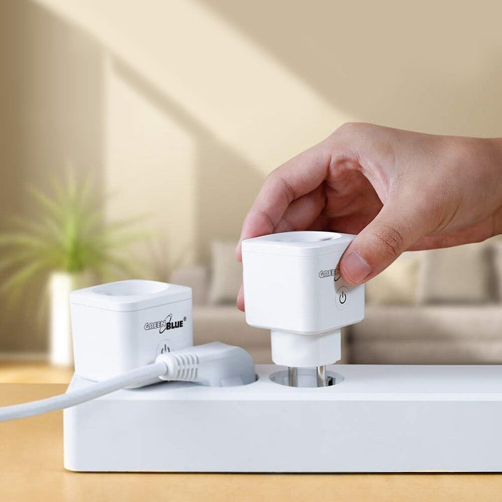 Fjernbetjent WiFi-stik GreenBlue, Android/iOS/Alexa/Google Home, energiforbrug, timer, maks. 3680 W, type E, GB720 E