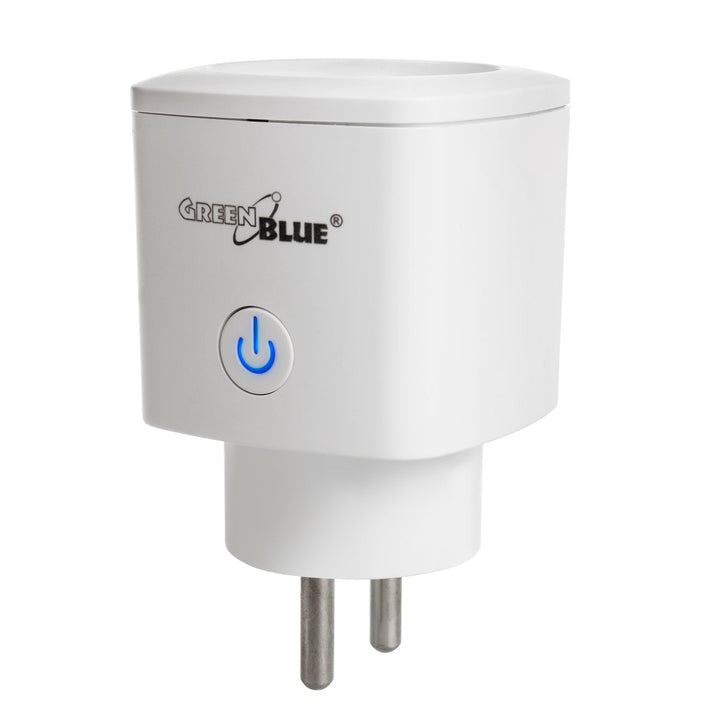 Fjernbetjent WiFi-stik GreenBlue, Android/iOS/Alexa/Google Home, energiforbrug, timer, maks. 3680 W, type E, GB720 E