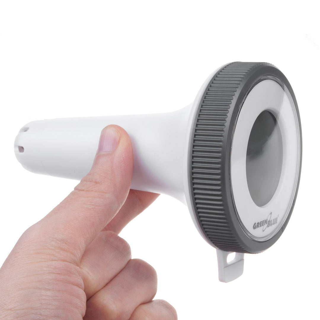 Vejrstation med GreenBlue-bassinetermometer, rækkevidde 60 m, flydende sensor, temperatur, klokkeslæt, kalender, DCF, GB216