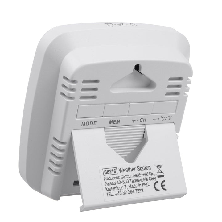 Vejrstation med GreenBlue-bassinetermometer, rækkevidde 60 m, flydende sensor, temperatur, klokkeslæt, kalender, DCF, GB216